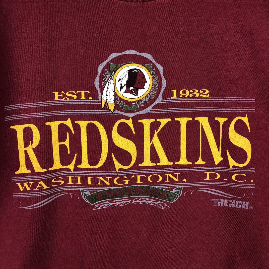 90'S TRENCH NFL Washington Redskins Sports Print T-Shirt, Made in USA, Men's XL equivalent, Vintage cotton red type Vintage Second Hand