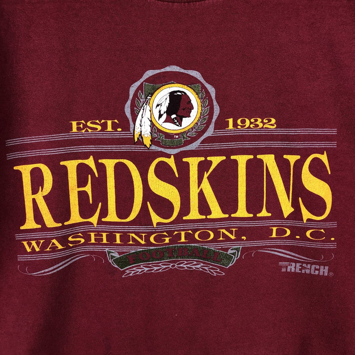 90'S TRENCH NFL Washington Redskins Sports Print T-Shirt, Made in USA, Men's XL equivalent, Vintage cotton red type Vintage Second Hand