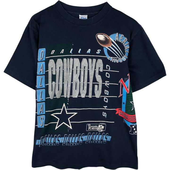 90'S SALEM NFL Dallas Cowboys Large Print Sports T-Shirt, Made in USA, Men's Size L (Equivalent), Vintage cotton navy blue type Vintage Second Hand