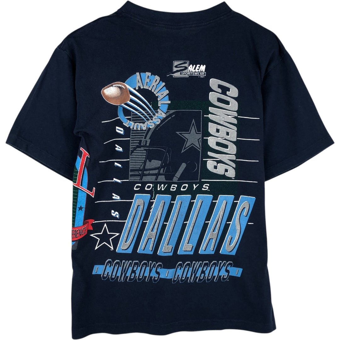 90'S SALEM NFL Dallas Cowboys Large Print Sports T-Shirt, Made in USA, Men's Size L (Equivalent), Vintage cotton navy blue type Vintage Second Hand