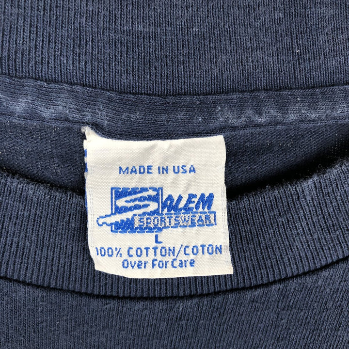 90'S SALEM NFL Dallas Cowboys Large Print Sports T-Shirt, Made in USA, Men's Size L (Equivalent), Vintage cotton navy blue type Vintage Second Hand