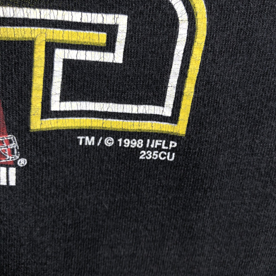 1990'S NFL Pittsburgh Steelers sports print t-shirt, made in USA, men's size L equivalent, vintage. cotton black type Vintage Second Hand