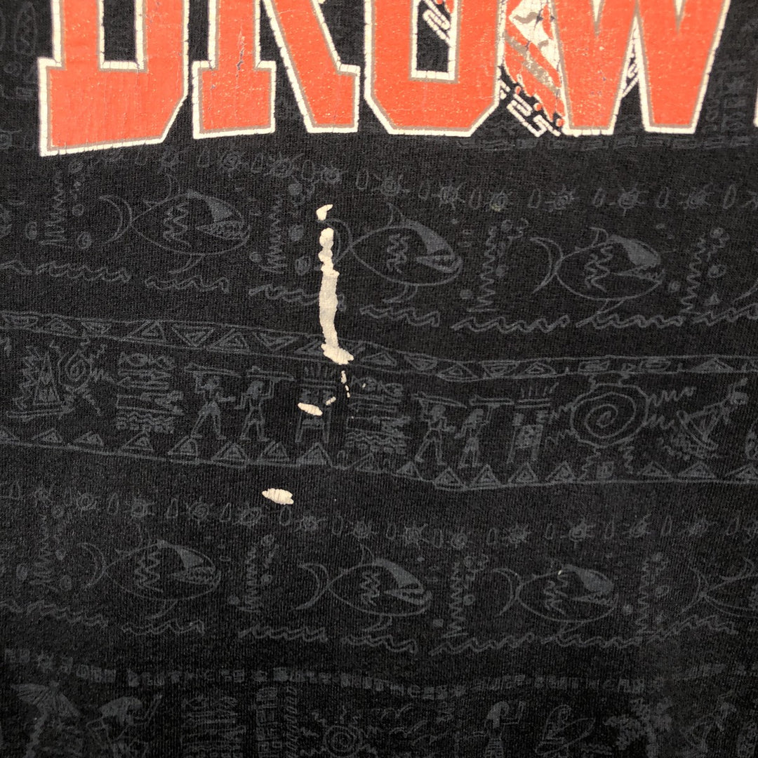 90'S Anvil NFL Cleveland Browns All-Over Print Sports Print T-Shirt, Made in USA, Men's XL (approx.) cotton Charcoal Vintage Second Hand