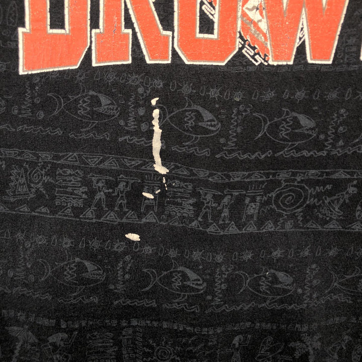 90'S Anvil NFL Cleveland Browns All-Over Print Sports Print T-Shirt, Made in USA, Men's XL (approx.) cotton Charcoal Vintage Second Hand