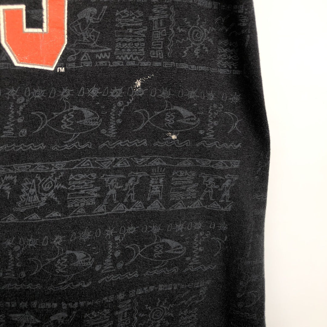 90'S Anvil NFL Cleveland Browns All-Over Print Sports Print T-Shirt, Made in USA, Men's XL (approx.) cotton Charcoal Vintage Second Hand