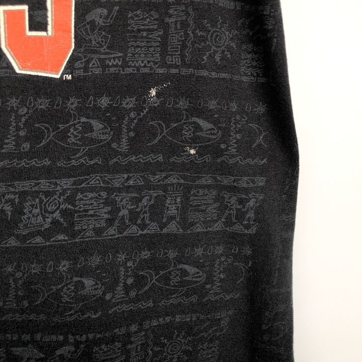 90'S Anvil NFL Cleveland Browns All-Over Print Sports Print T-Shirt, Made in USA, Men's XL (approx.) cotton Charcoal Vintage Second Hand