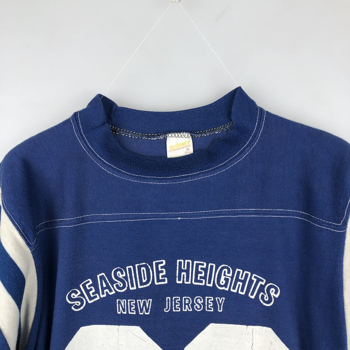 80'S Sportswear Football Short-Sleeve T-Shirt, Made in USA, Men's Size M (Equivalent), Vintage cotton blue type Vintage Second Hand