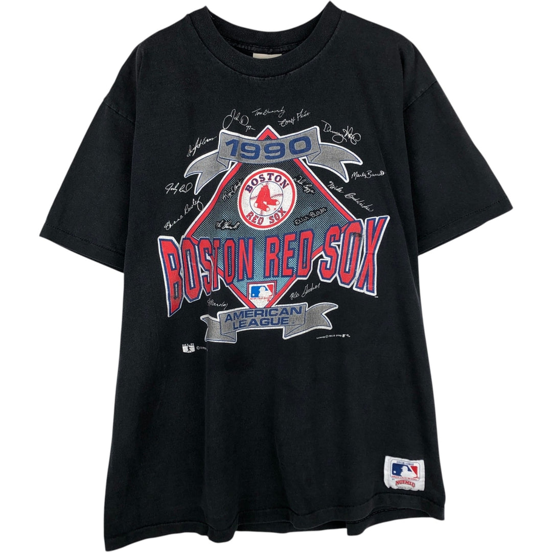 90'S NUTMEG MLB BOSTON RED SOX Sports Print T-Shirt, Made in USA, Men's XL (approx.) Vintage cotton Charcoal Vintage Second Hand