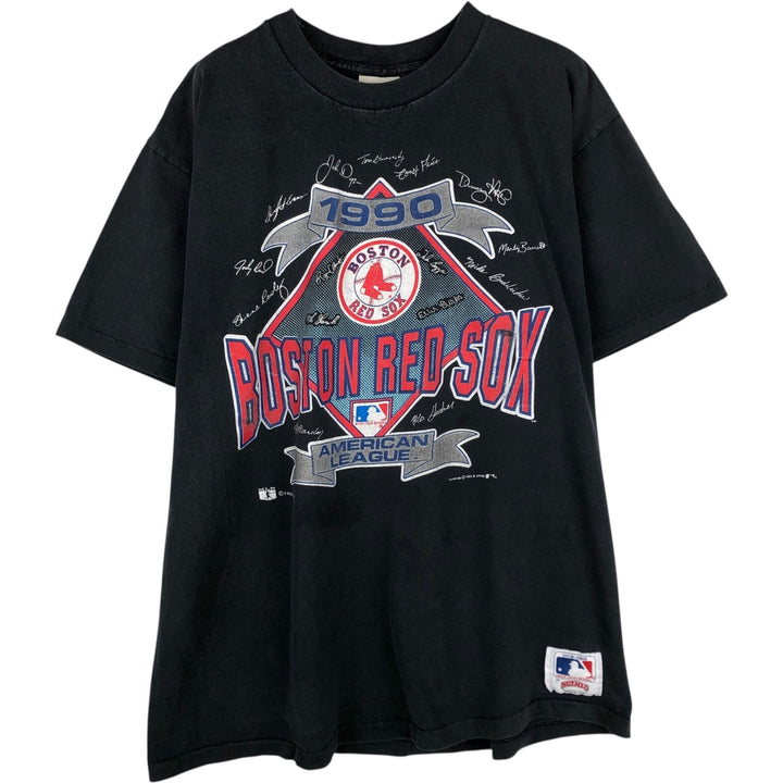 90'S NUTMEG MLB BOSTON RED SOX Sports Print T-Shirt, Made in USA, Men's XL (approx.) Vintage cotton Charcoal Vintage Second Hand