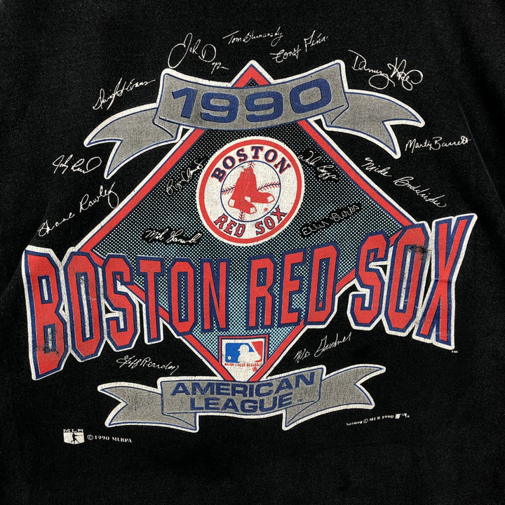 90'S NUTMEG MLB BOSTON RED SOX Sports Print T-Shirt, Made in USA, Men's XL (approx.) Vintage cotton Charcoal Vintage Second Hand