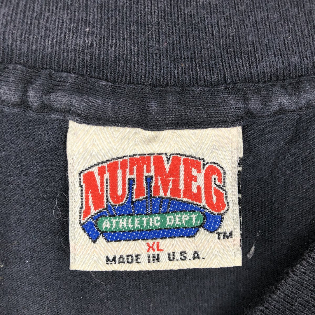 90'S NUTMEG NFL CHICAGO BEARS Sports Print T-Shirt, Made in USA, Men's XL equivalent, Vintage cotton black type Vintage Second Hand