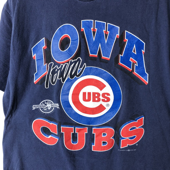 90'S SPORT ATTACK MLB CHICAGO CUBS Sports Print T-Shirt, Men's Size L (Equivalent), Vintage unclear navy blue type Vintage Second Hand