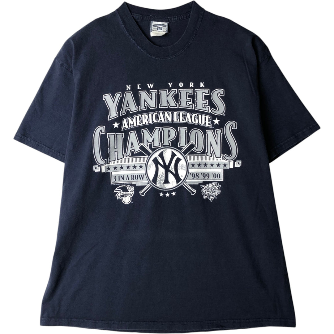 90'S Lee MLB New York Yankees sports print t-shirt, men's size XL equivalent, vintage. cotton navy blue type Vintage Second Hand