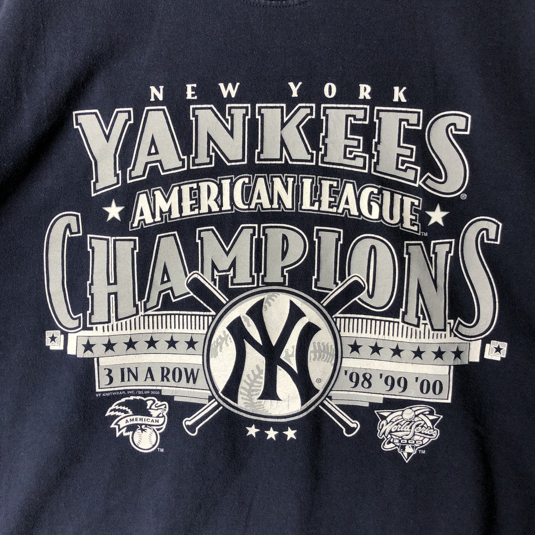 90'S Lee MLB New York Yankees sports print t-shirt, men's size XL equivalent, vintage. cotton navy blue type Vintage Second Hand