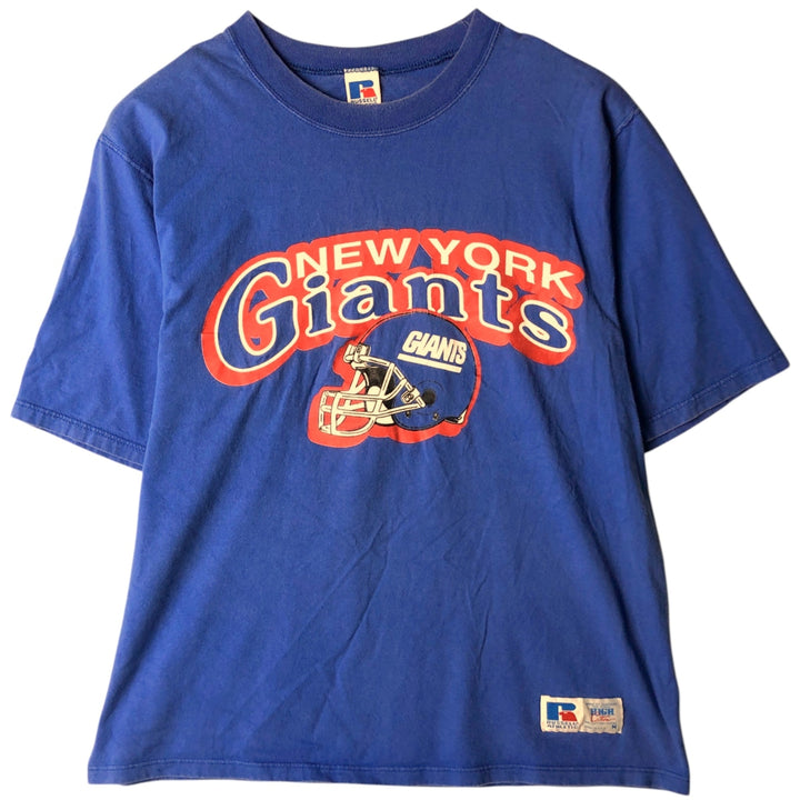 90'S Russell New York Giants NFL Sports Print T-Shirt, Made in USA, Men's Size M (approx.) cotton blue type Vintage Second Hand