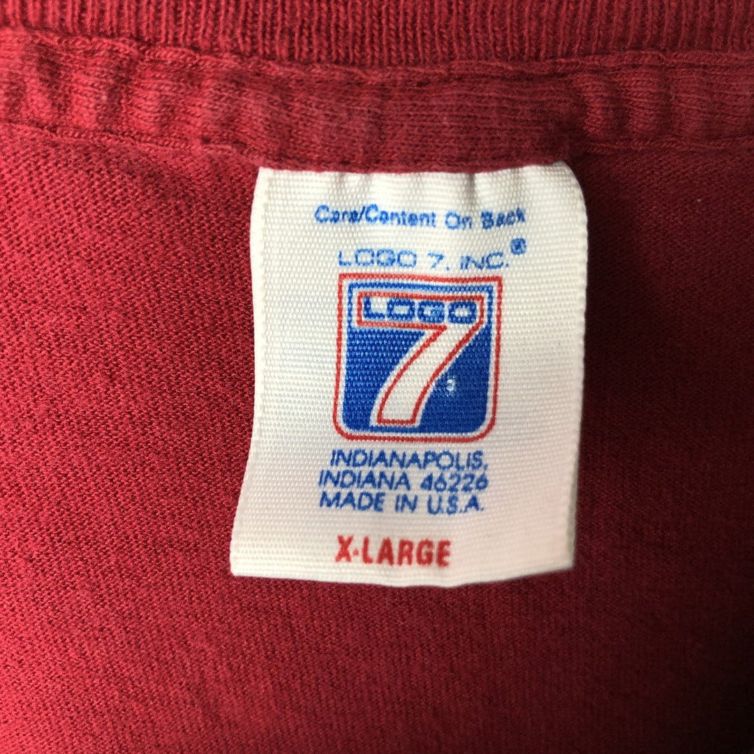 90'S Logo Seven NFL Washington Redskins Sports Print T-Shirt, Made in USA, Men's Size XL (approx.) cotton red type Vintage Second Hand