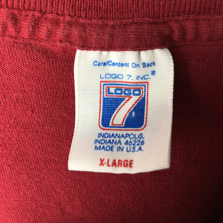 90'S Logo Seven NFL Washington Redskins Sports Print T-Shirt, Made in USA, Men's Size XL (approx.) cotton red type Vintage Second Hand