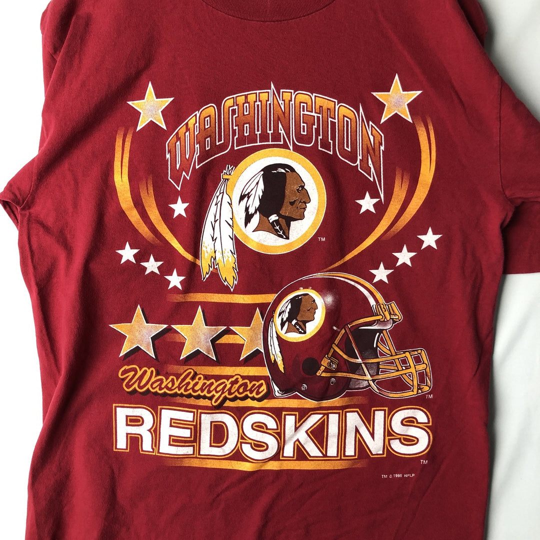 90'S Logo Seven NFL Washington Redskins Sports Print T-Shirt, Made in USA, Men's Size XL (approx.) cotton red type Vintage Second Hand
