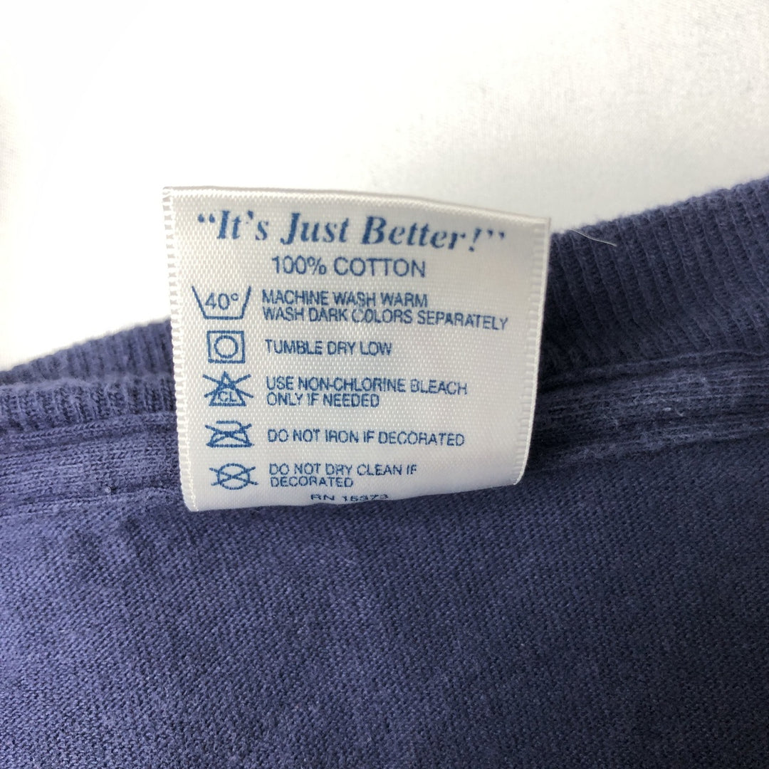 90'S Delta North Carolina Tar Heels sports print T-shirt, Made in USA, Men's size L (approx.) cotton navy blue type Vintage Second Hand