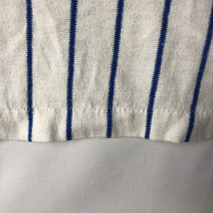 ~90'S RAWLINGS MLB New York Mets Stripe Pattern V-Neck Sports Print T-Shirt, Made in USA, Women's Size M polyester white type Vintage Second Hand