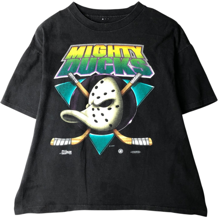 NHL ANAHEIM DUCKS Anaheim Mighty Ducks Sports Print T-Shirt, Men's XXL equivalent, Vintage unclear black type Vintage Second Hand