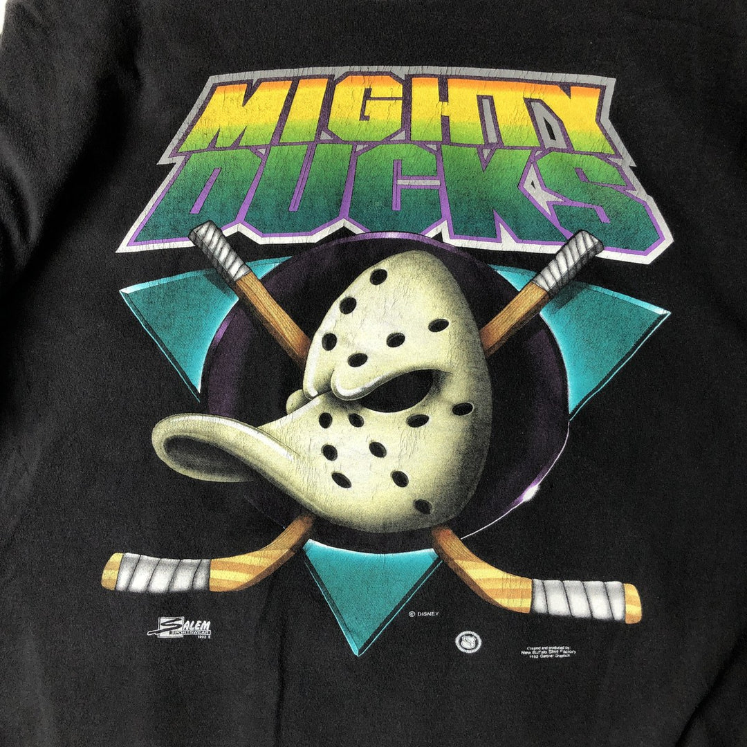 NHL ANAHEIM DUCKS Anaheim Mighty Ducks Sports Print T-Shirt, Men's XXL equivalent, Vintage unclear black type Vintage Second Hand