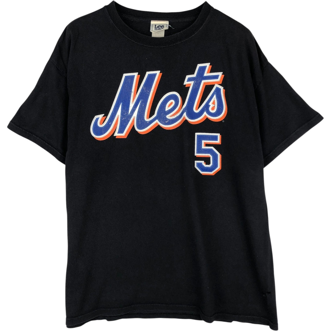 2000'S Lee SPORT MLB NEW YORK METS Sports Print T-Shirt (Men's Size L) cotton black type Vintage Second Hand