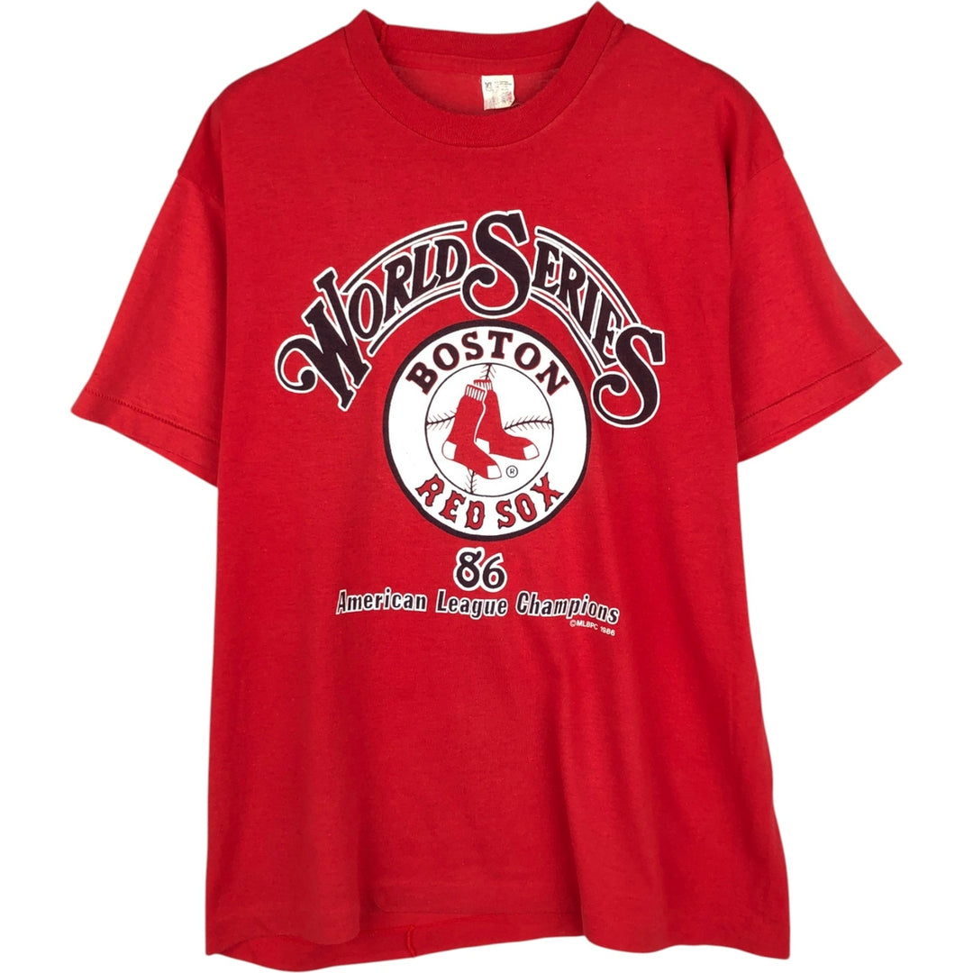 1980'S MLB World Series Boston Red Sox Raglan T-Shirt, Made in USA, Men's XL equivalent, Vintage cotton red type Vintage Second Hand