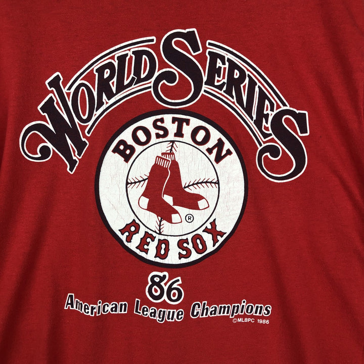 1980'S MLB World Series Boston Red Sox Raglan T-Shirt, Made in USA, Men's XL equivalent, Vintage cotton red type Vintage Second Hand