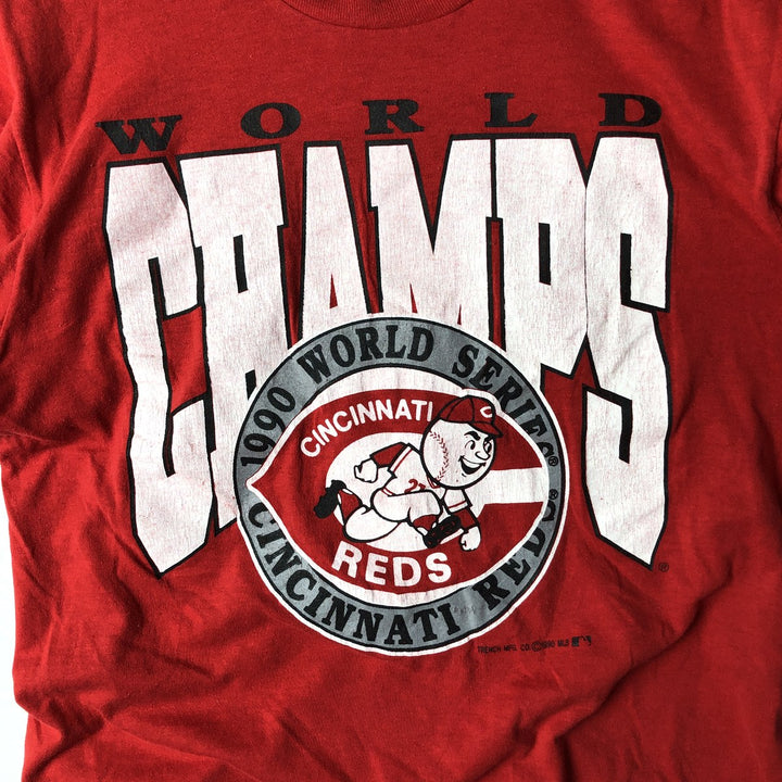 90'S Screen Stars MLB Cincinnati Reds sports print T-shirt, Made in USA, Men's size L (approx.) cotton red type Vintage Second Hand