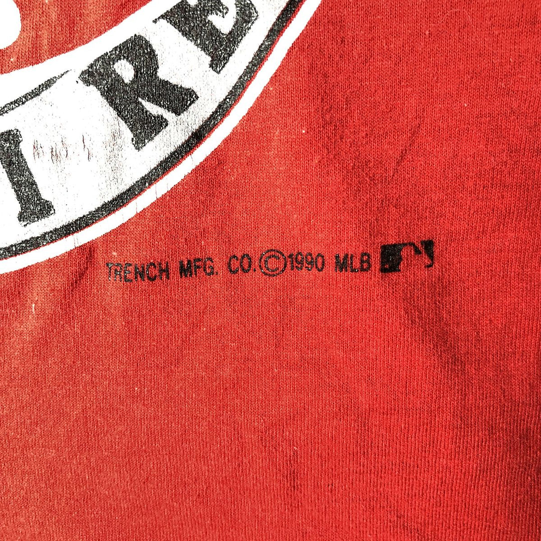 90'S Screen Stars MLB Cincinnati Reds sports print T-shirt, Made in USA, Men's size L (approx.) cotton red type Vintage Second Hand