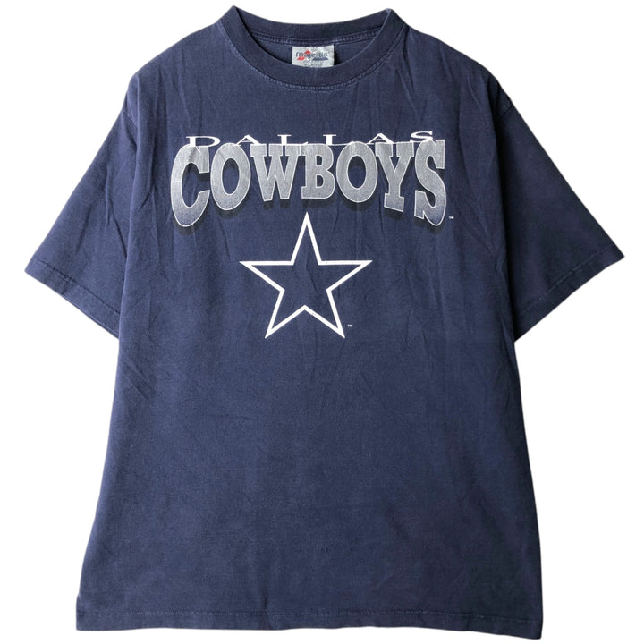 Majestic NFL Dallas Cowboys Sports Print T-Shirt (Men's XL equivalent) cotton navy blue type Vintage Second Hand