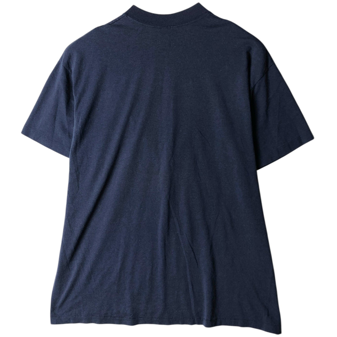 90'S Logo 7 MLB Detroit Tigers sports print T-shirt, Made in USA, Men's XL equivalent. polyester navy blue type Vintage Second Hand