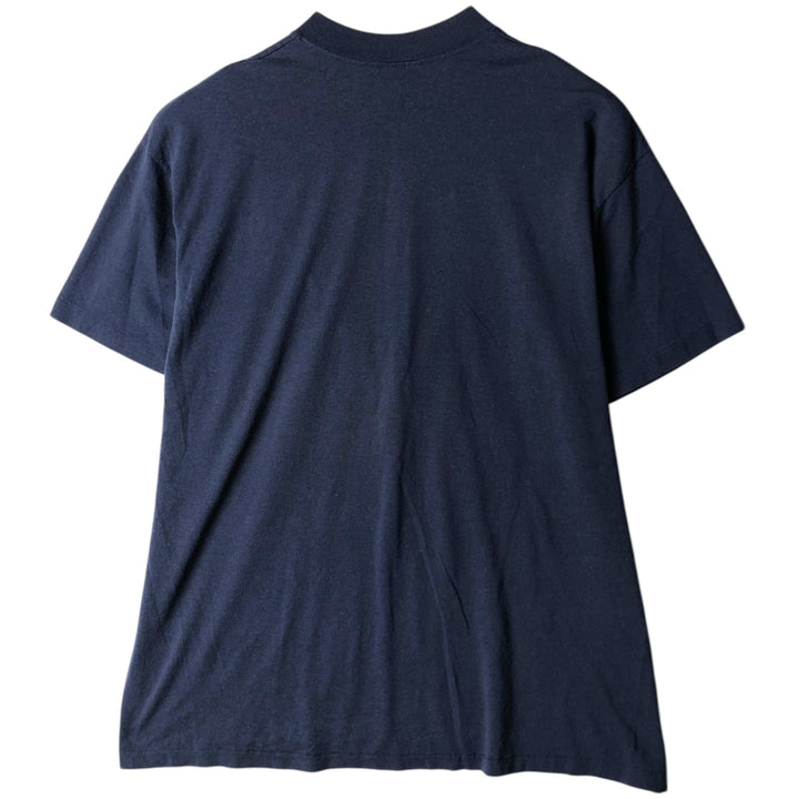 90'S Logo 7 MLB Detroit Tigers sports print T-shirt, Made in USA, Men's XL equivalent. polyester navy blue type Vintage Second Hand