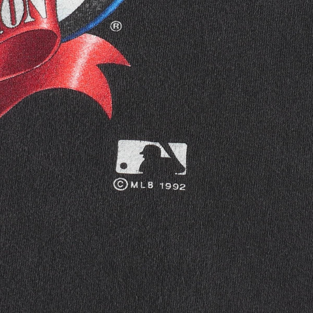 90'S SALEM SPORTSWEAR Atlanta Braves sports print T-shirt, Made in USA, Men's XL equivalent, Vintage cotton black type Vintage Second Hand