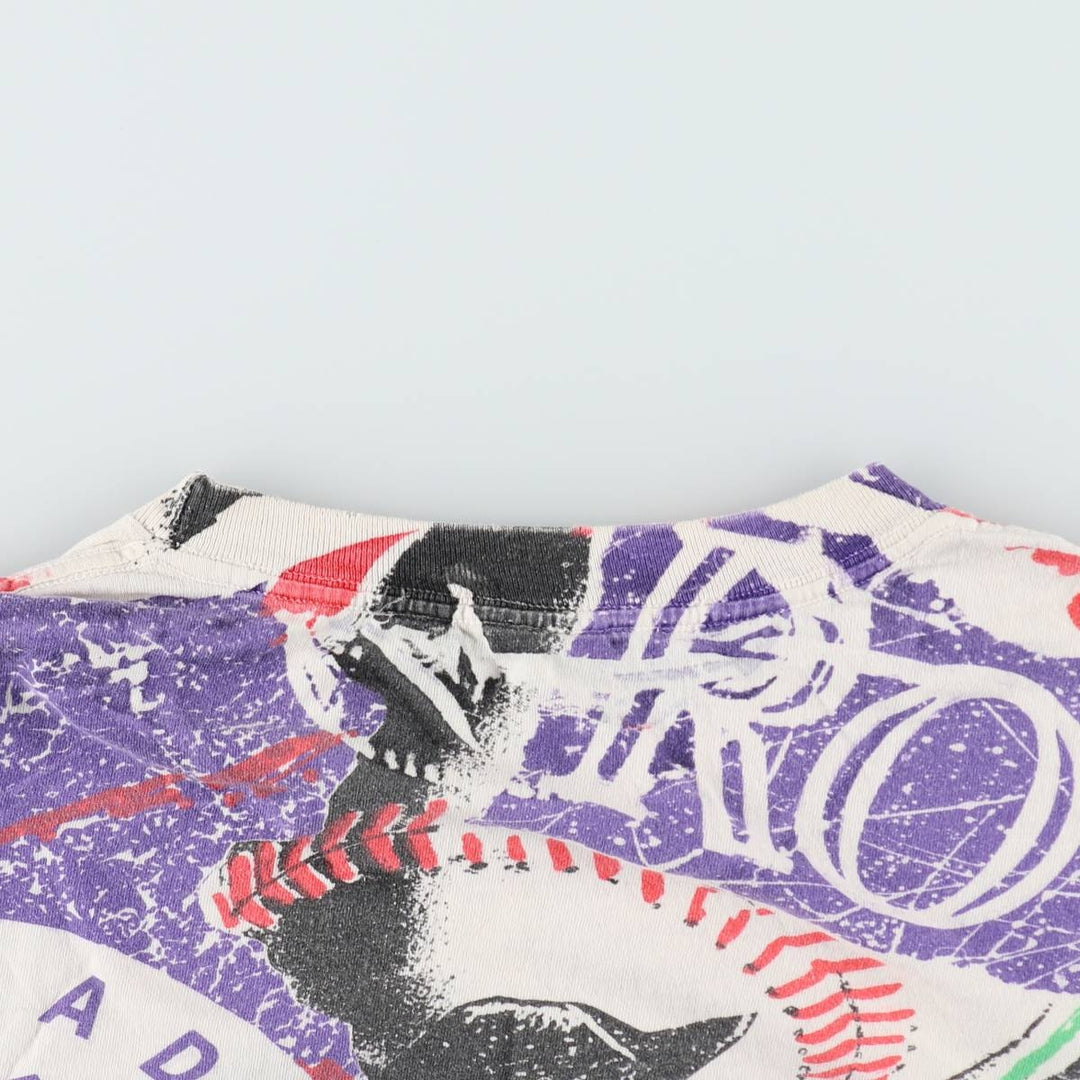 MLB Colorado Rockies All-Over Print Sports Print T-Shirt, Men's XL (approx.), Vintage unclear white type Vintage Second Hand