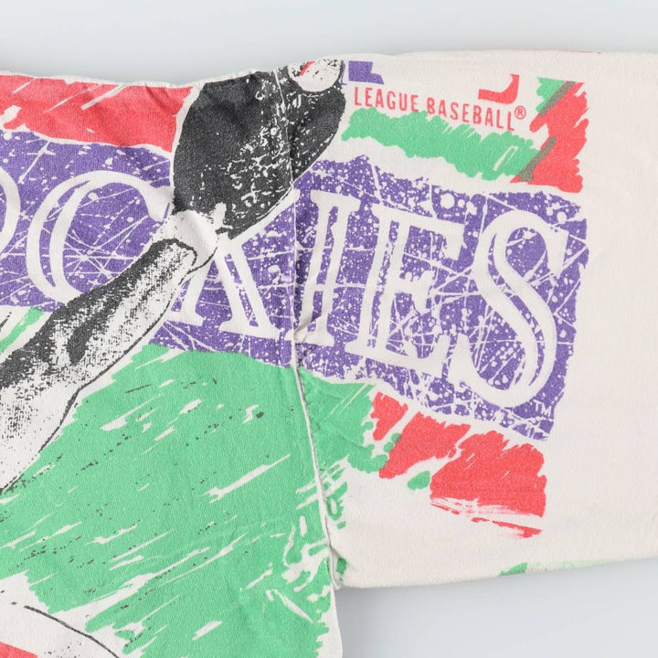 MLB Colorado Rockies All-Over Print Sports Print T-Shirt, Men's XL (approx.), Vintage unclear white type Vintage Second Hand