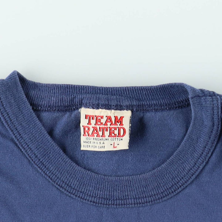 90'S TEAM RATED NFL DALLAS COWBOYS logo print T-shirt, Made in USA, Men's size L equivalent, Vintage cotton navy blue type Vintage Second Hand