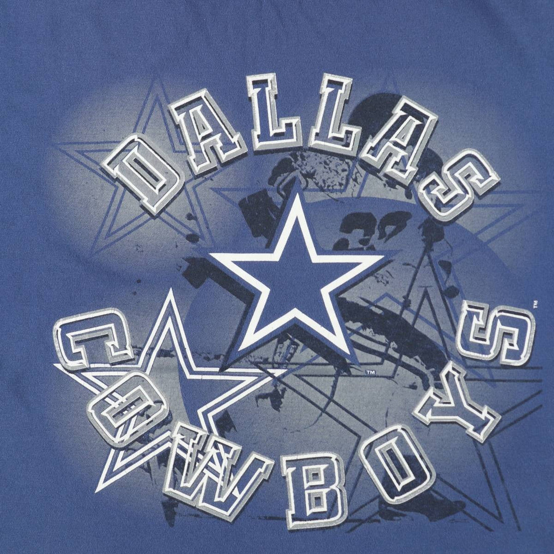 90'S TEAM RATED NFL DALLAS COWBOYS logo print T-shirt, Made in USA, Men's size L equivalent, Vintage cotton navy blue type Vintage Second Hand