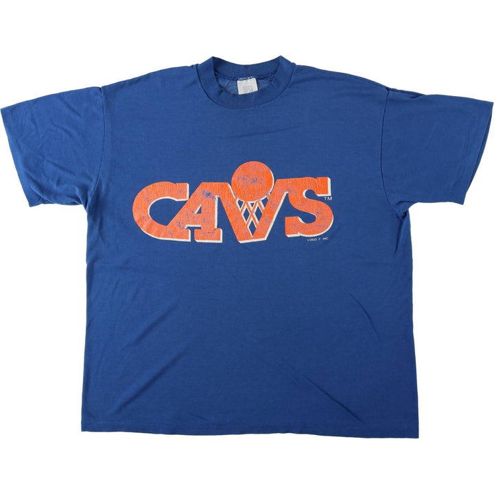 90'S Logo Seven Cleveland Cavaliers Logo Print T-Shirt, Made in USA, Men's XL equivalent, Vintage polyester blue type Vintage Second Hand