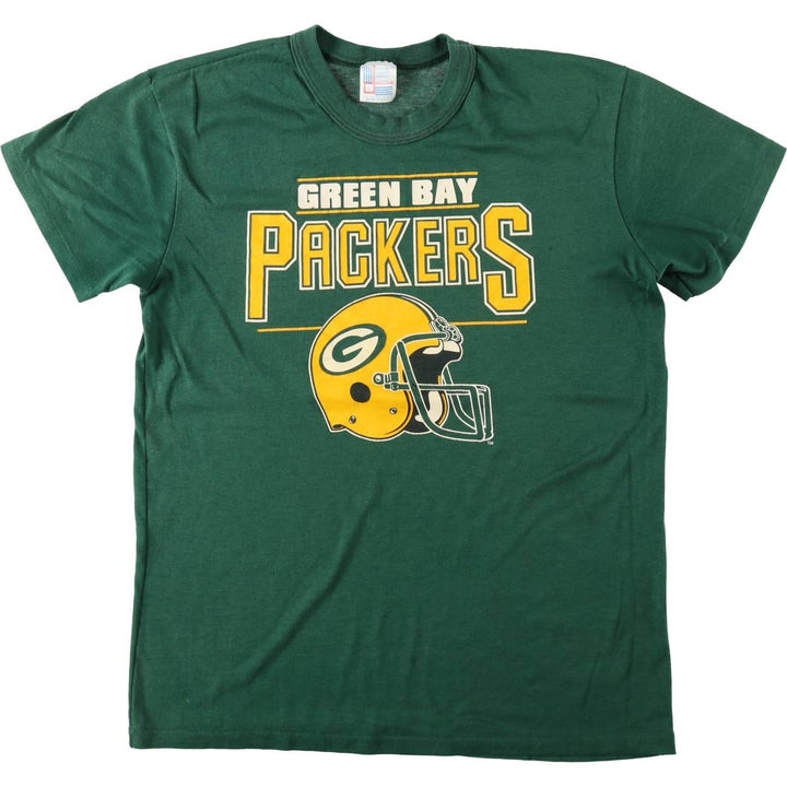 80s-90'S GARAN NFL GREEN BAY PACKERS Logo Print T-Shirt, Made in USA, Men's XL equivalent, Vintage cotton green type Vintage Second Hand