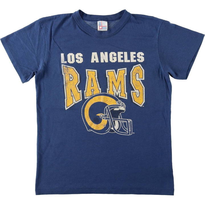 80s-90'S GARAN NFL LOS ANGELES RAMS Logo Print T-Shirt, Made in USA, Men's Size L (approx.), Vintage unclear blue type Vintage Second Hand