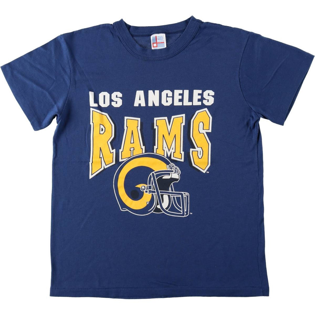 90'S GARAN NFL LOS ANGELES RAMS Logo Print T-Shirt, Made in USA, Men's Size L (approx.), Vintage polyester blue type Vintage Second Hand