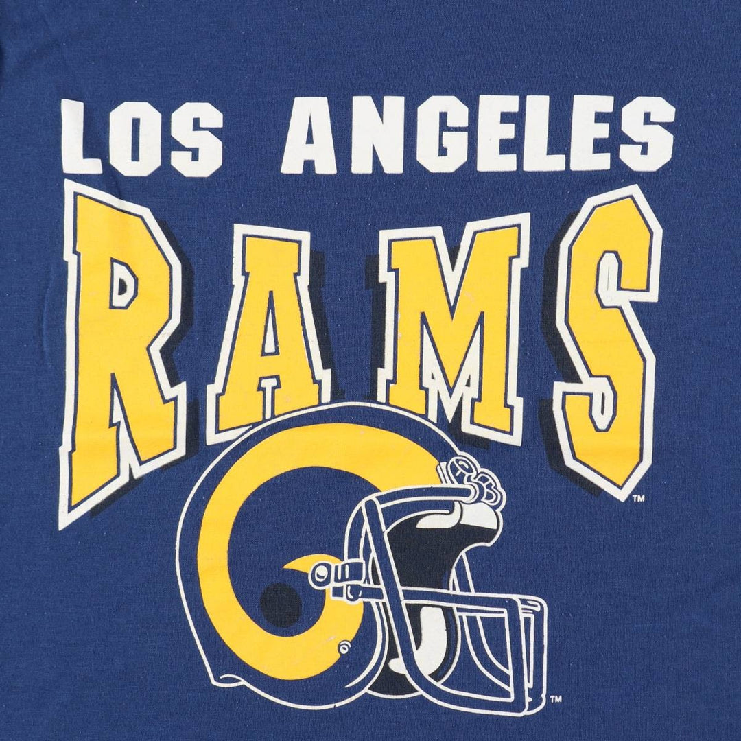 90'S GARAN NFL LOS ANGELES RAMS Logo Print T-Shirt, Made in USA, Men's Size L (approx.), Vintage polyester blue type Vintage Second Hand