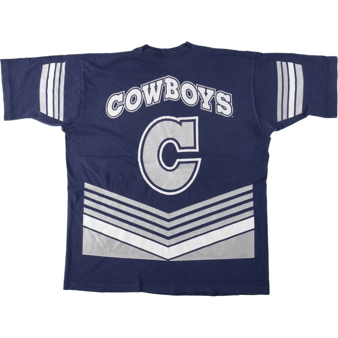 90'S SALEM SPORTSWEAR Dallas Cowboys sports print T-shirt, Made in USA, Men's XL equivalent, Vintage cotton navy blue type Vintage Second Hand