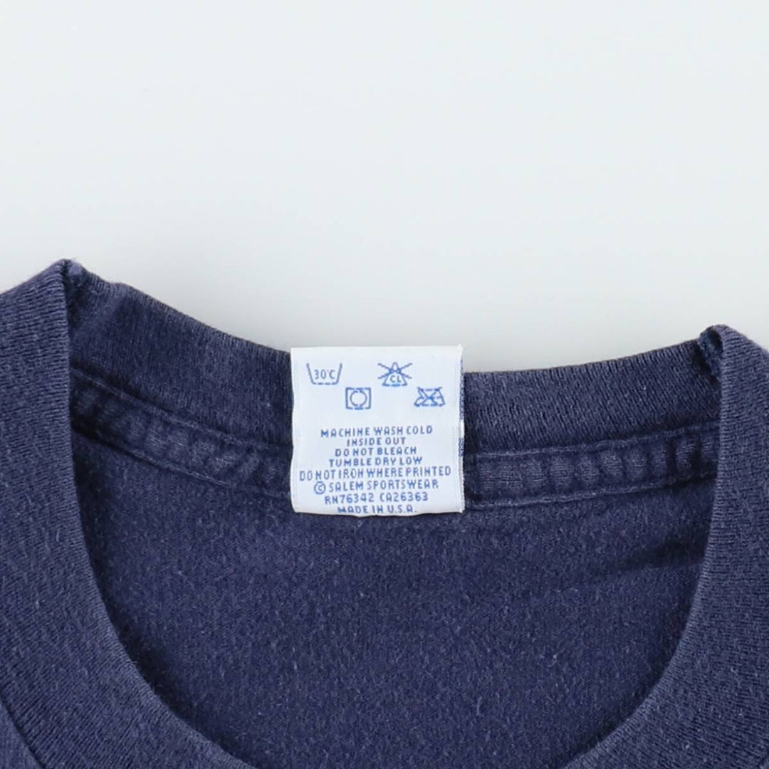 90'S SALEM SPORTSWEAR Dallas Cowboys sports print T-shirt, Made in USA, Men's XL equivalent, Vintage cotton navy blue type Vintage Second Hand