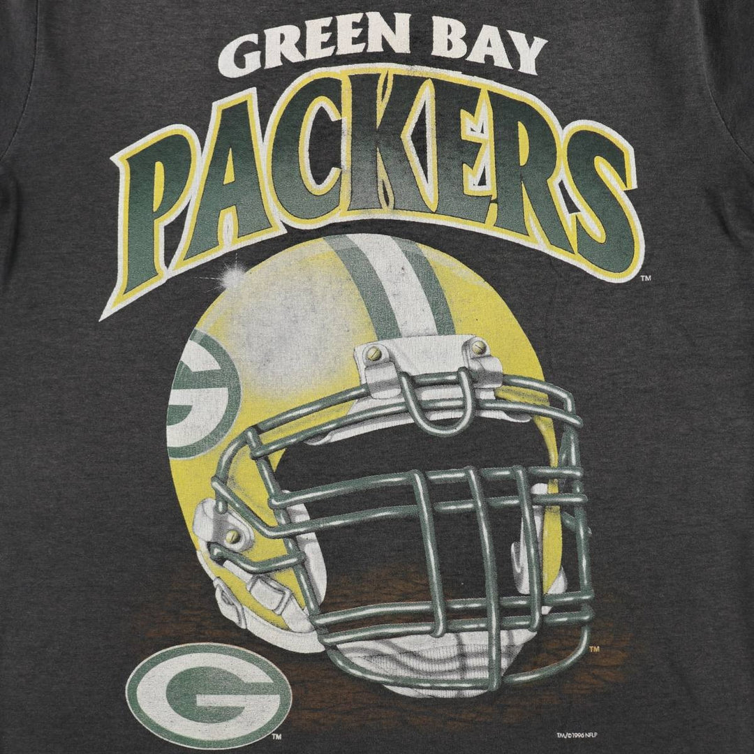 90'S TRUE-FAN NFL GREEN BAY PACKERS Sports Print T-Shirt, Men's Size M (Equivalent), Vintage cotton black type Vintage Second Hand