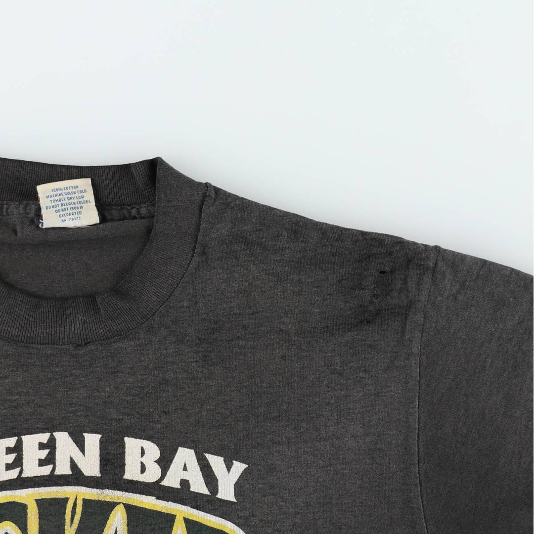 90'S TRUE-FAN NFL GREEN BAY PACKERS Sports Print T-Shirt, Men's Size M (Equivalent), Vintage cotton black type Vintage Second Hand