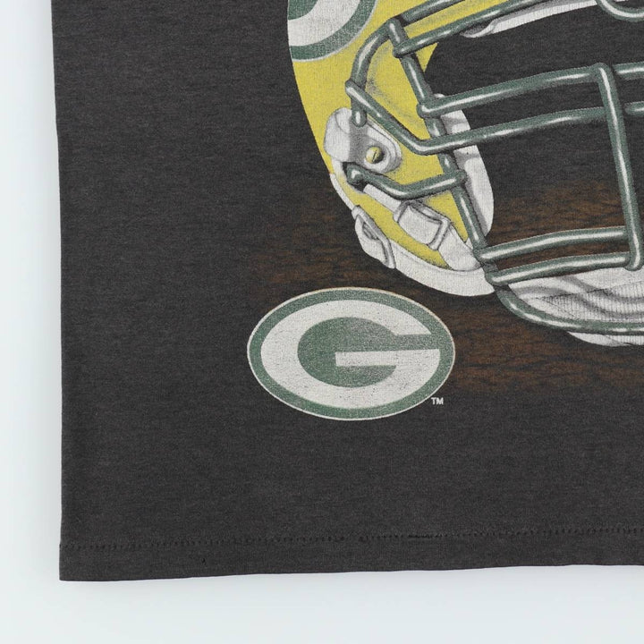 90'S TRUE-FAN NFL GREEN BAY PACKERS Sports Print T-Shirt, Men's Size M (Equivalent), Vintage cotton black type Vintage Second Hand