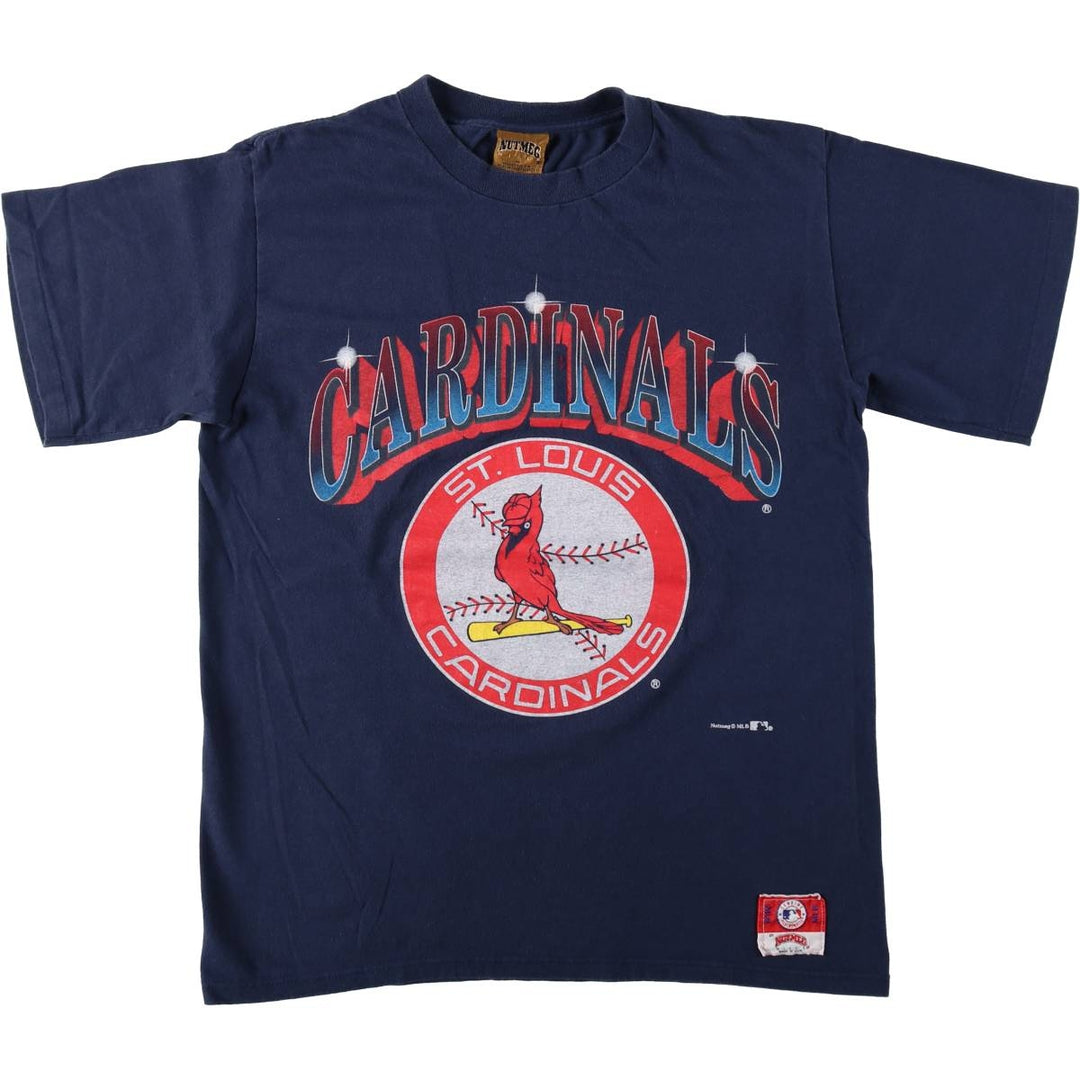 90'S NUTMEG MLB St. Louis Cardinals Logo Print T-Shirt, Made in USA, Men's Size M (approx.), Vintage cotton navy blue type Vintage Second Hand